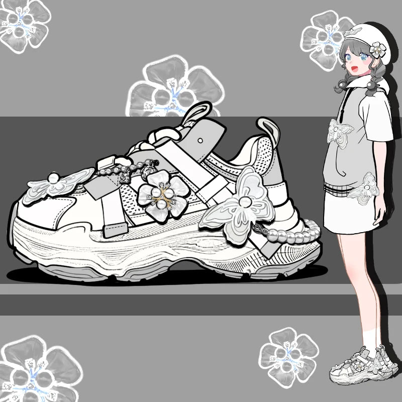 Fairy Tale – Lace & Pearl Kawaii Sneakers